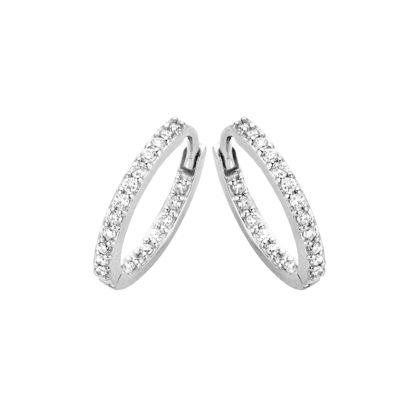 Spirit Icons - Lagoon, Small white gold diamond hoops