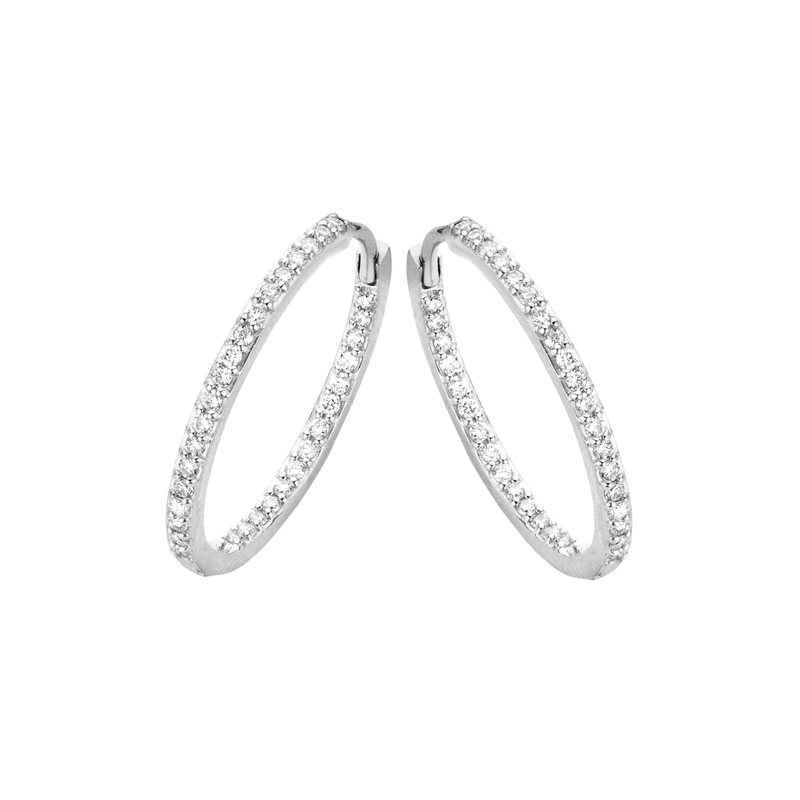 Spirit Icons - Lagoon, large white gold diamond hoops