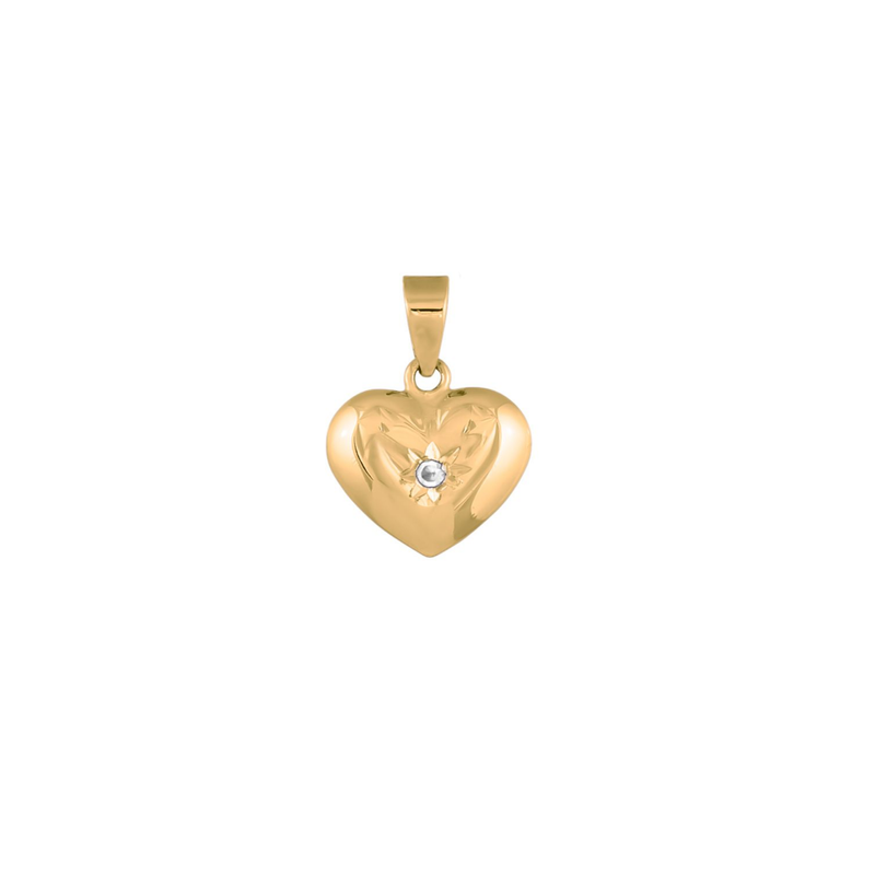 Siersbøl - Gold heart pendant with white zircon 11mm